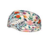 Sports Cute White Tiger Print Sweatband Headbands for Men & Women – Breathable, Stretchy Gym Exercise Running Headband