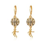 Sports Dangle Earrings for Women - Rhinestone-Encrusted Ball & Athlete Charms, Football/Basketball/Volleyball/Soccer/Baseball Jewelry, M, Acrylic, No Gemstone