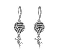 Sports Dangle Earrings for Women - Rhinestone-Encrusted Ball & Athlete Charms, Football/Basketball/Volleyball/Soccer/Baseball Jewelry, M, Acrylic, No Gemstone