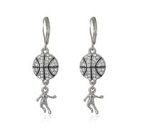 Sports Dangle Earrings for Women - Rhinestone-Encrusted Ball & Athlete Charms, Football/Basketball/Volleyball/Soccer/Baseball Jewelry, M, Acrylic, No Gemstone