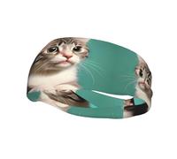 Sports Decorative Sweatband AEKGOHP A curious cat Printed - Stretchable, Breathable, Soft, and Sweat Wicking Headband for Men and Women