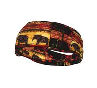 Sports Decorative Sweatband AEKGOHP African Elephant Patchwork Printed - Stretchable, Breathable, Soft, and Sweat Wicking Headband for Men and Women