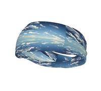 Sports Decorative Sweatband AEKGOHP Blue sky and white clouds Printed - Stretchable, Breathable, Soft, and Sweat Wicking Headband for Men and Women