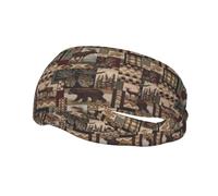 Sports Decorative Sweatband AEKGOHP Lodge Bear Deer Printed - Stretchable, Breathable, Soft, and Sweat Wicking Headband for Men and Women