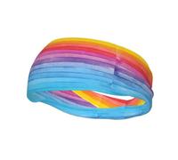 Sports Decorative Sweatband AEKGOHP Rainbow Colored Striped Printed - Stretchable, Breathable, Soft, and Sweat Wicking Headband for Men and Women