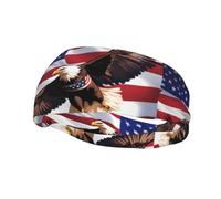 Sports Decorative Sweatband AEKGOHP USA Patriotic Eagle with American Flag Printed - Stretchable, Breathable, Soft, and Sweat Wicking Headband for Men and Women