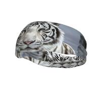 Sports Decorative Sweatband AEKGOHP White Tiger Printed - Stretchable, Breathable, Soft, and Sweat Wicking Headband for Men and Women