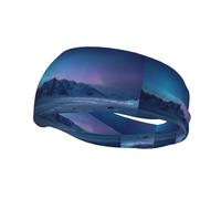 Sports Decorative Sweatband BCLDBMD Aurora Borealis on the Snowy Plains Picture - Stretchable, Breathable, Soft, and Sweat Wicking Headband for Men and Women