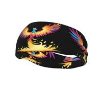 Sports Decorative Sweatband BCLDBMD Colorful phoenix flying in flames Picture - Stretchable, Breathable, Soft, and Sweat Wicking Headband for Men and Women