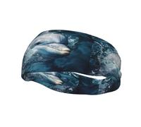 Sports Decorative Sweatband BCLDBMD Dolphins exposed to the water Picture - Stretchable, Breathable, Soft, and Sweat Wicking Headband for Men and Women