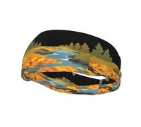 Sports Decorative Sweatband BCLDBMD Fallen leaves on the creek Picture - Stretchable, Breathable, Soft, and Sweat Wicking Headband for Men and Women