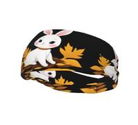 Sports Decorative Sweatband BCLDBMD Little white rabbit on dead leaves Picture - Stretchable, Breathable, Soft, and Sweat Wicking Headband for Men and Women