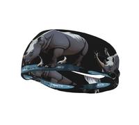 Sports Decorative Sweatband BCLDBMD Rhino drinking water by the river Picture - Stretchable, Breathable, Soft, and Sweat Wicking Headband for Men and Women