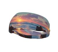 Sports Decorative Sweatband BCLDBMD Sunrise on the coast Picture - Stretchable, Breathable, Soft, and Sweat Wicking Headband for Men and Women