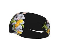 Sports Decorative Sweatband BCLDBMD The grey rabbit with a full harvest Picture - Stretchable, Breathable, Soft, and Sweat Wicking Headband for Men and Women