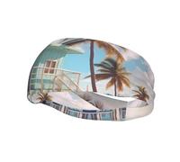Sports Decorative Sweatband BROLEO Miami Beach, Florida Picture - Stretchable, Breathable, Soft, and Sweat Wicking Headband for Men and Women