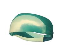 Sports Decorative Sweatband BROLEO Ocean Green Wave Surf Picture - Stretchable, Breathable, Soft, and Sweat Wicking Headband for Men and Women