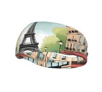 Sports Decorative Sweatband BROLEO Romantic Paris Eiffel Tower Bycicle Picture - Stretchable, Breathable, Soft, and Sweat Wicking Headband for Men and Women