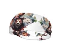 Sports Decorative Sweatband BROLEO Wolves and Reindeer Picture - Stretchable, Breathable, Soft, and Sweat Wicking Headband for Men and Women
