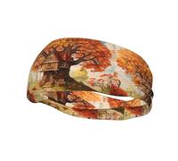 Sports Decorative Sweatband YYHHAOFA A Cottage On A Maple Tree stamp - Stretchable, Breathable, Soft, and Sweat Wicking Headband for Men and Women