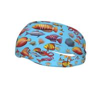 Sports Decorative Sweatband YYHHAOFA Aquarium stamp - Stretchable, Breathable, Soft, and Sweat Wicking Headband for Men and Women