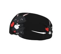 Sports Decorative Sweatband YYHHAOFA Black Rabbit Holding A Heart stamp - Stretchable, Breathable, Soft, and Sweat Wicking Headband for Men and Women