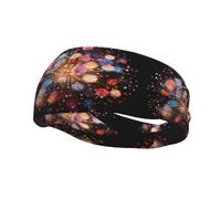 Sports Decorative Sweatband YYHHAOFA Brilliant Beaded Fireworks stamp - Stretchable, Breathable, Soft, and Sweat Wicking Headband for Men and Women