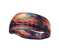 Sports Decorative Sweatband YYHHAOFA Colorful Sky And Moonlight stamp - Stretchable, Breathable, Soft, and Sweat Wicking Headband for Men and Women