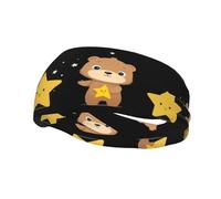 Sports Decorative Sweatband YYHHAOFA Little Bear Holding A Star stamp - Stretchable, Breathable, Soft, and Sweat Wicking Headband for Men and Women