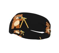 Sports Decorative Sweatband YYHHAOFA Little Bear With Telescope stamp - Stretchable, Breathable, Soft, and Sweat Wicking Headband for Men and Women