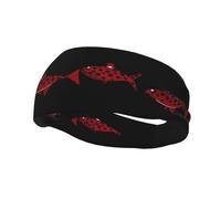 Sports Decorative Sweatband YYHHAOFA Red Black Spot Fish stamp - Stretchable, Breathable, Soft, and Sweat Wicking Headband for Men and Women