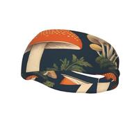 Sports Decorative Sweatband YYHHAOFA Vintage Edible Mushrooms stamp - Stretchable, Breathable, Soft, and Sweat Wicking Headband for Men and Women