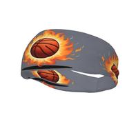 Sports Decorative Sweatband YYHWHJDE Basketball On Fire Prints - Stretchable, Breathable, Soft, and Sweat Wicking Headband for Men and Women