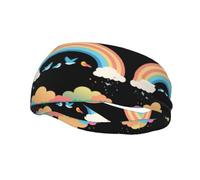 Sports Decorative Sweatband YYHWHJDE Birds flying under the rainbow Prints - Stretchable, Breathable, Soft, and Sweat Wicking Headband for Men and Women