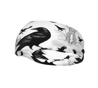 Sports Decorative Sweatband YYHWHJDE Black Crow Birds Prints - Stretchable, Breathable, Soft, and Sweat Wicking Headband for Men and Women