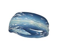 Sports Decorative Sweatband YYHWHJDE Blue sky and white clouds Prints - Stretchable, Breathable, Soft, and Sweat Wicking Headband for Men and Women