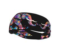 Sports Decorative Sweatband YYHWHJDE colorful elephant Pattern - Stretchable, Breathable, Soft, and Sweat Wicking Headband for Men and Women