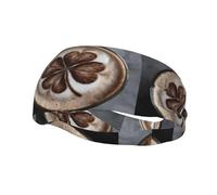 Sports Decorative Sweatband YYHWHJDE Four-Leaf Grass On Coffee Pattern - Stretchable, Breathable, Soft, and Sweat Wicking Headband for Men and Women