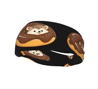 Sports Decorative Sweatband YYHWHJDE Hedgehog In The Donut Pattern - Stretchable, Breathable, Soft, and Sweat Wicking Headband for Men and Women