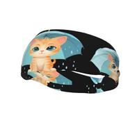 Sports Decorative Sweatband YYHWHJDE Kitten Taking Shelter From The Rain Pattern - Stretchable, Breathable, Soft, and Sweat Wicking Headband for Men and Women