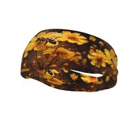 Sports Decorative Sweatband YYHWHJDE Little Bee In Yellow Flower Pattern - Stretchable, Breathable, Soft, and Sweat Wicking Headband for Men and Women