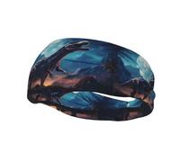 Sports Decorative Sweatband YYHWHJDE Little Dinosaur Next To The Moon Pattern - Stretchable, Breathable, Soft, and Sweat Wicking Headband for Men and Women