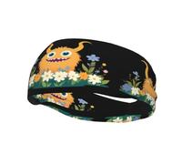 Sports Decorative Sweatband YYHWHJDE Little Monster In The Flowers Pattern - Stretchable, Breathable, Soft, and Sweat Wicking Headband for Men and Women