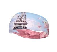 Sports Decorative Sweatband YYHWHJDE paris street eiffel tower pink floral Pattern - Stretchable, Breathable, Soft, and Sweat Wicking Headband for Men and Women