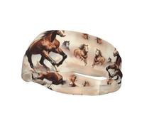 Sports Decorative Sweatband YYHWHJDE Prancing Brown Horse Prints - Stretchable, Breathable, Soft, and Sweat Wicking Headband for Men and Women