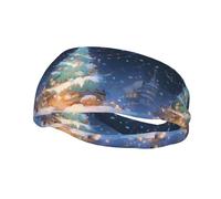 Sports Decorative Sweatband YYHWHJDE Snowy Christmas tree Prints - Stretchable, Breathable, Soft, and Sweat Wicking Headband for Men and Women
