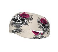 Sports Decorative Sweatband YYHWHJDE Sugar Horror Skull Flowers Rose Prints - Stretchable, Breathable, Soft, and Sweat Wicking Headband for Men and Women