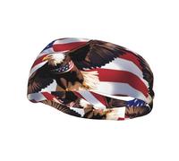 Sports Decorative Sweatband YYHWHJDE USA Patriotic Eagle with American Flag Prints - Stretchable, Breathable, Soft, and Sweat Wicking Headband for Men and Women