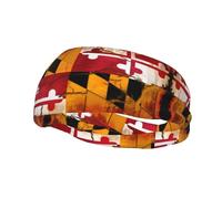 Sports Decorative Sweatband YYHWHJDE vintage wooden maryland flag Prints - Stretchable, Breathable, Soft, and Sweat Wicking Headband for Men and Women