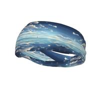 Sports Decorative Sweatband YYHWHJDE White clouds over the sea Prints - Stretchable, Breathable, Soft, and Sweat Wicking Headband for Men and Women